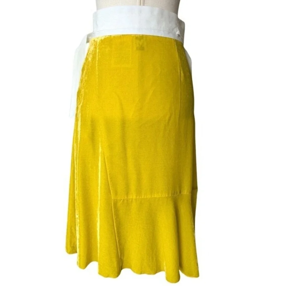 M Missoni Womens Yellow Ruffle Hem Belted Midi Skirt IT 40 US‎ 4 ND3RA2952J6